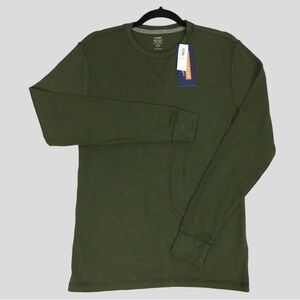 NEW Old Navy Thermal Shirt Mens Small Green Soft-washed Waffle Long Sleeve NWT